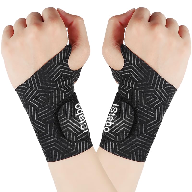 2 Pack Wrist Support Brace for Carpal Tunnel Pain Relief, Ulnar Wrist wraps for Tear, Repetitive Wrist Use Injury, Ultra Thin Soft Elastic Seamless Printing Design Fit Left or Right Hand, Small and Medium Hands Sizes