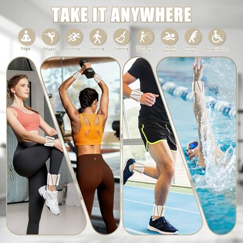 BECOJADDE Ankle Weights for Women Wrist Weights Set of 2 (1 lb/2 lb Each) Adjustable Arm Leg Weight for Womens Men Suitable for Walking Swimming Running Pilates Yoga Gym - color: Milky Apricot, size: 4lb Pair (2lb Each)