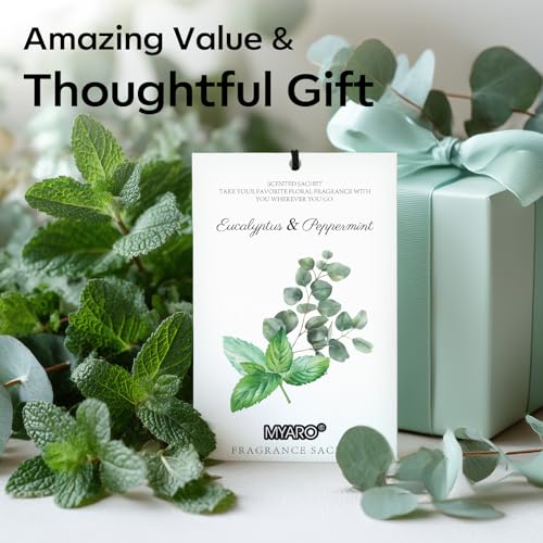 MYARO 12 Packs Eucalyptus Mint Scented Sachets for Drawer and Closet, Long-Lasting Closet Sachet Bags Drawer Deodorizers Fresh Scents, Home Fragrance Air Freshener - color: Eucalyptus Mint