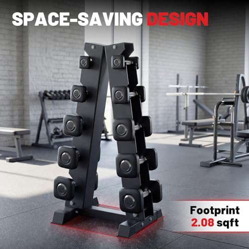 Hex Dumbbell Sets with Rack, 85-560lb Dumbbell Weight Set & Storage Rack | PAPABABE Dumbbell Set with Stand, Rubber Dumbbell Weight Set, Multiple Options Hand Weight for Strength Training - size: 1 X 5-Tier A-Frame (700lb)