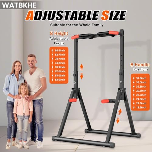 WATBKHE Power Tower Pull Up Dip Station Foldable, Pull Up Bar Station Adjustable, Multi-Function Home Gym, Strength Training Fitness Equipment, Triangular Design, for Home Outdoor - color: Black-Multifunction Bar