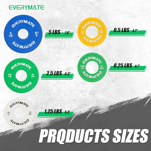 EVERYMATE Change Weight Plates 1.25LB 2.5LB 5LB Set Fractional Plate Olympic Bumper Plates for Cross Training Bumper Weight Plates Steel Insert Strength Training Weight Plates - color: 19LB (0.25+0.5+1.25+2.5+5) x2