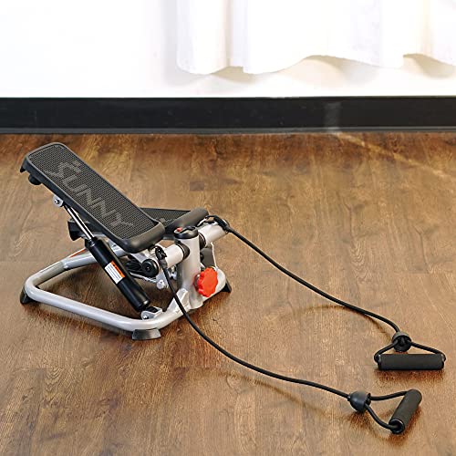 Sunny Health & Fitness Mini Steppers with Digital Monitor and Resistance Bands, Compact Low-Impact Cardio Machines for Home Workouts - color: Grey