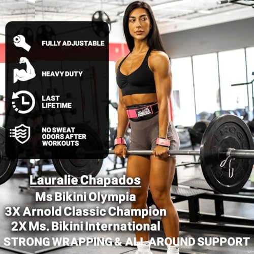 Schiek Sports Model 1907 Platinum Edition Ultimate Grips - 3 in 1 Weight Lifting Straps Wrist Wraps and Grip Pads - color: Pink, size: Small