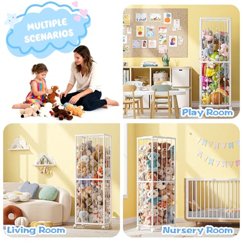 Stuffed Animal Storage Zoo Metal Toy Organizer 61x17x12.6in with Wheels - size: Large