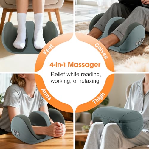 Foot Massager with Heat, Shiatsu Kneading Foot and Calf Electric Massager Machine with Roller, Massage Feet/Arm/Calf/Ankle for Relax, Plantar Fasciitis, Pain Relief, Gifts for Women & Men, Grey - color: Grey