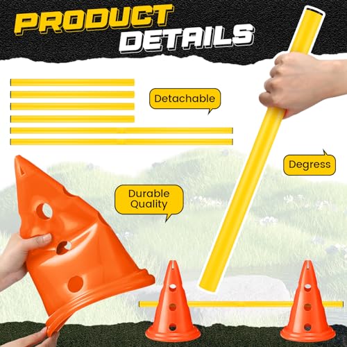 Dog Agility Hurdle Cone Set Dog Agility Course Backyard Set with Height Adjustable Include 12 Cones 6 Rods Training Equipment for Pet Obstacle Course Outdoor Games(Yellow, Yellow) - color: Yellow, Yellow