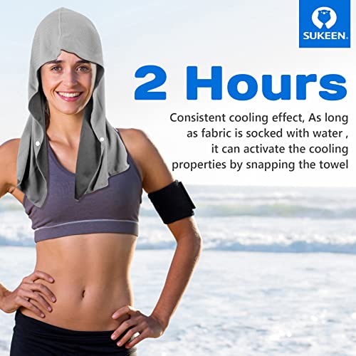 Sukeen Cooling Hoodie Towel, Absorbent Quick-Drying Cooling Towels for Neck and Face, UV Sun Protection Cooling Neck Wraps Sport Head Cooling Towel Hot Weather - color: Grey