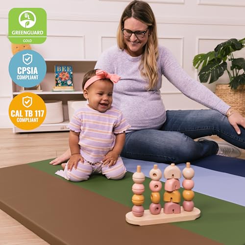 ECR4Kids SoftZone 4-Section Rainbow Runway Activity Mat, Folding Playmat, Earthtone - color: Earthtone