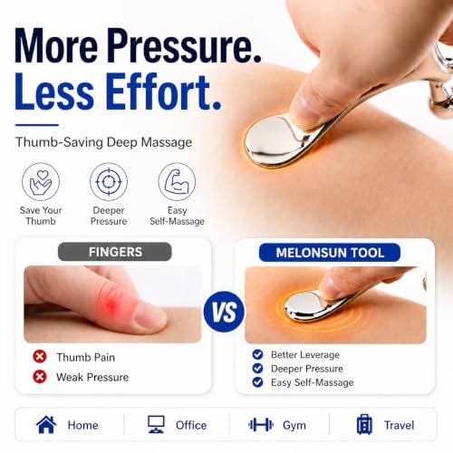 Melonsun Trigger Point Massage Tool for Deep Tissue Relief, Gua Sha Muscle Scraper for Fascia Release, Thumb Saver Acupressure Massager for Jaw, Neck, Shoulder, Back & Full Body Tension Relief