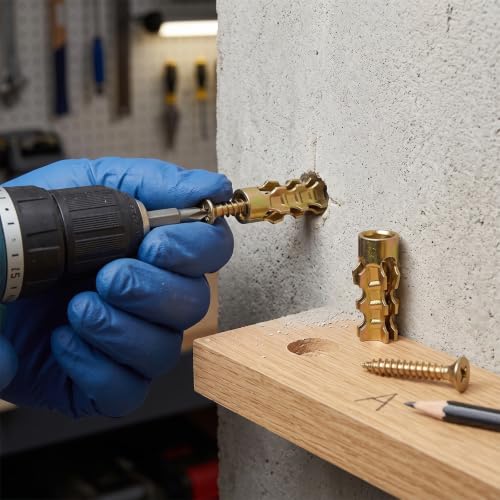 100Pcs 6x14mm Short Expansion Screw Set, Expansion Anchors Screw Repair Kit Hinge Repair Screw & Expansion Anchor, Cabinet Door Hinge Repair & Stripped Thread Restoration, Screw Hole Repair Kit