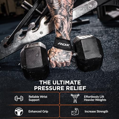 RDX Lifting Straps for Weightlifting –100% Cotton Heavy Duty Gym Wrist Strap with 5MM Neoprene Padding, 60CM Anti-Slip Hand Grip Wraps for Deadlifts Powerlifting Workouts Strength Training, Men Women - color: Dotted Red