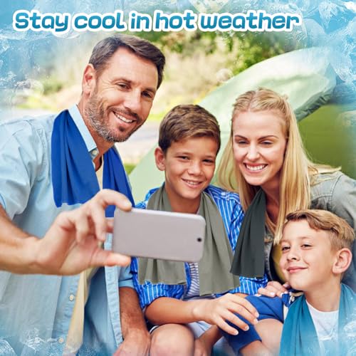 4 Pack Mini Cooling Towels (30"x9") - Kids Cooling Towel, Soft Breathable Cooling Neck Wraps with UPF 50 Sun Protection for Boys Girls Running Exercise Parent-child Activities School Outdoor Sports - color: Blue & Black & Grey & Royal Blue