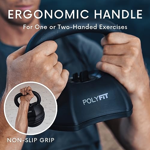 Polyfit Adjustable Kettlebell Set - 5-in-1 Weights for Home Gym - color: BLACK - 50 LB