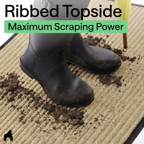 GORILLA GRIP Waterproof Traffic Guard Door Mat, 72x48, Indoor Outdoor Heavy Duty Entryway Mats, Strong Backing Commercial Utility Rugs for Office, Hallway, Garage, Patio, Low Profile Runner Rug, Beige - color: Beige, size: 72" X 48"