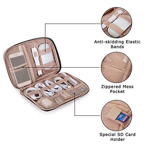 BAGSMART Large Electronics Travel Organizer Case for Women, Pink | Travel Essentials, Cord Organizer, Cable Organizer Bag, Travel Accessories for Women - color: A-Pink