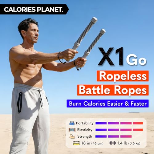 X1 Go Portable Ropeless Battle Ropes, Low-Impact HIIT Cardio Equipment | Beginner Friendly | Full Body Fat Burn | Zero Noise Cardio | Small Space Friendly | Apartment & Travel | High Elasticity - size: Lunar Gray-1.3lb