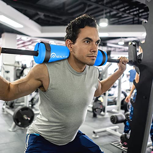 NEALFIT Barbell Pad Squat Pad for Squats—Squat Bar Pad—Great for Weightlifting,Lunges and Hip Thrusts—Foam Sponge Pad—Fit Standard and Olympic Bars Perfectly - color: Blue