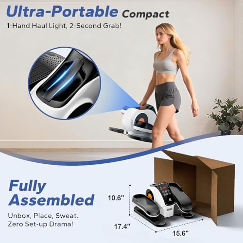Under Desk Elliptical Machine, Ellipse Leg Exerciser As Seen On Tv While Sitting for Seniors, Pedal Exerciser with 15 Level Adjustable Resistance & 5 Auto Mode Fully Assembled Home Office - color: White