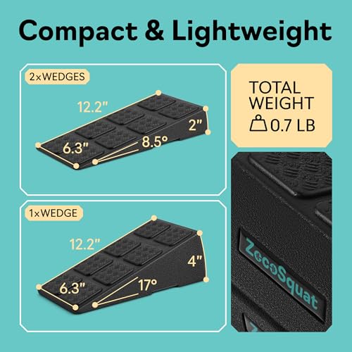 Squat Wedge Block Set of 3/5 - 960 LBS Capacity - Slant Board for Calf Stretching with 5 Stackable Angles - Calf Stretcher Slant Board - Workout Equipment - EPP Material for Exercise Equipment & Physical Therapy - color: Black&Blue
