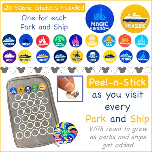 MagicBand+ Travel Case. Includes 5 MagicBand Protectors and 20 Custom Park/Ship-Themed Stickers. Disney World Accessories for Trip. Disney Cruise Essentials.