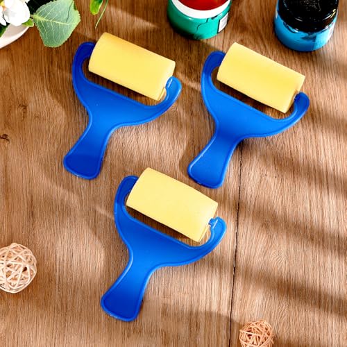 Tenceur Foam Paint Roller for Kids, 50 Pcs 3" Foam Paint Small Sponge Brushes with Blue Handle for Young Artists, Reusable & Washable Early School Classroom Supply for Crafts, Graffiti, DIY Art