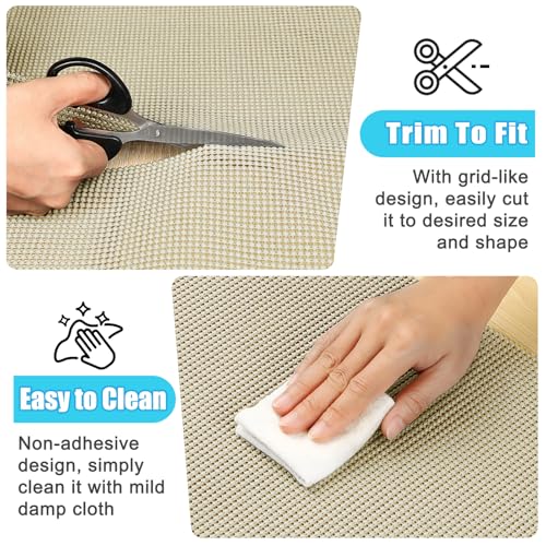 Songrey Non-Adhesive Drawer and Shelf Liner, Non Slip Cabinet Liners, Protect Kitchen Cupboard, Bathroom Drawers, Breathable, Thick Strong Grip mat (12IN x 20FT, Beige) - color: Beige, size: 12"W x 240"L
