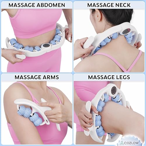 COZLOW Cellulite Massage Roller - Blue - Anti-Cellulite Massager with Detachable Roller Handles for Thighs, Legs & Buttocks - Fascia Massage Tool for Lymphatic Drainage & Deep Tissue Therapy - color: Blue