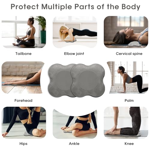2 Pack Yoga Knee Pads Mat Set - Extra Thick Foam Kneeling Pad Cushion for Knees, Elbows, Wrists, Head - Yoga Essentials for Women Men, Non-Slip Pilates, Meditation, Floor Workouts - color: grey