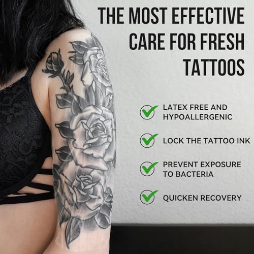 Pamiou Second Skin Tattoo Cover - 6 Inches x 2 Yards Tattoo Aftercare Bandage | Breathable, Waterproof, Transparent, Latex-Free Film, Matte Finish