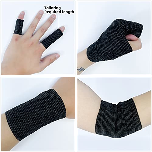 [8 Pack 4" x 5 Yards] Black- Self Adhesive Cohesive Bandage Wrap, Self Adherant Non-Woven Wrap Rolls, Atheletic Tape for Wrist, Ankle, Hand, Leg, Premium-Grade Medical Stretch Wrap - color: Black, size: 8 Count (Pack of 1)