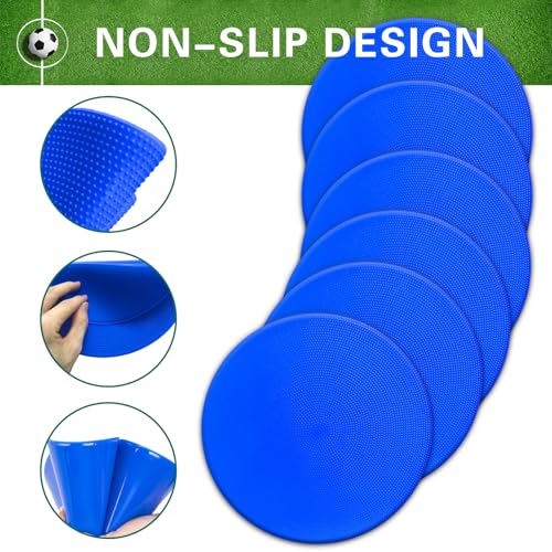 12/24Pcs Poly Spot Markers 4 inch/9 inch Non-Slip Rubber Agility Training Markers Floor Dots Flat Field Cones for Football Basketball Soccer School Exercise Drills Gym Dance Practice 6 Colors - style: 9 inch 12 Pcs Blue (PVC)