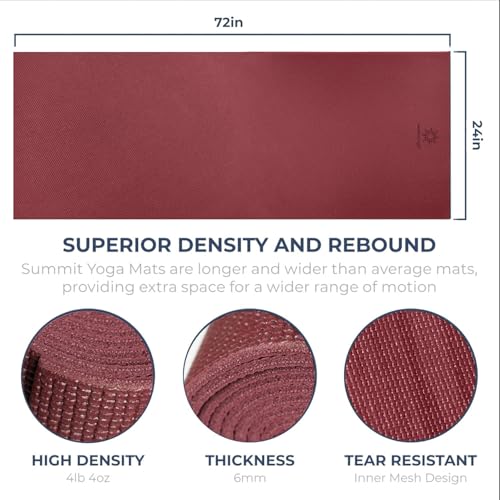 Voyage 5mm Studio Yoga Mats, 6 Pack, 72x24in - color: Burgundy