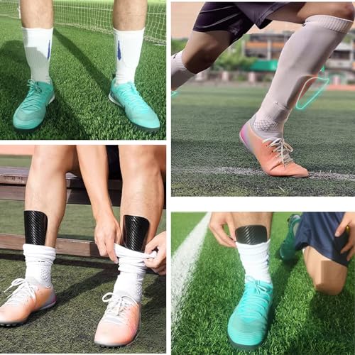Mini Soccer Shin Guards - Carbon Fiber Shin Pads with Portable Carrying Case for Men, Women, Youths