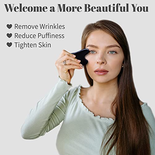 Rena Chris Guasha Massage Tool, 4 pcs Gua Sha Facial Tool, Guasha Board for SPA Acupuncture Therapy Trigger Point Treatment, Gua Sha Scraping Massage Tool (Black) - color: Black