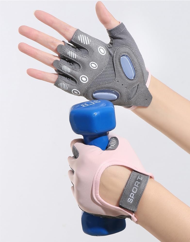 FGSS Workout Gloves for Men Women Exercise Gloves for Weight Lifting Fitness Cycling Gym Training with Grip Cushion Pads - color: Pink