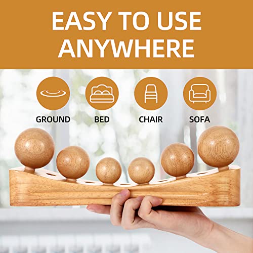 Psoas Release Tool,Neck Back Psoas Hip Hook Stretcher,Wood Therapy Massage Tools,with Adjustable 6 Massage Heads - color: Nature Color