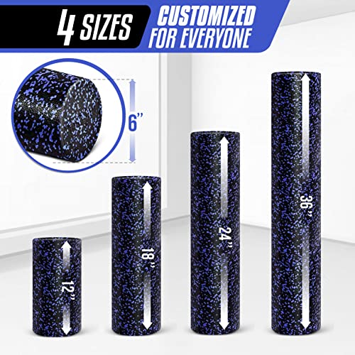 Yes4All Foam Roller, EPP High-Density Material, High Firmness Level, Back Roller for Athlete & Professional, Suitable for Back, Stretching, & Pilates, 12/18/24/36 inch - Blue Speckled, 12 in - color: Blue Speckled, size: 12-inch (Pack of 1)