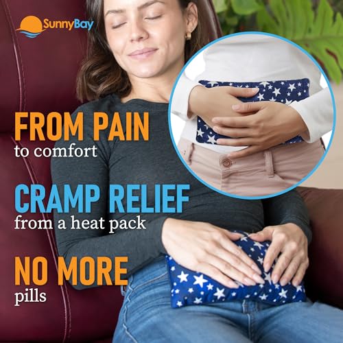 SunnyBay Small Microwave Heating Pad, Microwavable Versatile Cold/Heated Neck and Shoulder Wrap for Back Pain and More, Moist Heat Cotton-Fleece Pad, 6x11 Inches, Blue-Stars, Pack of 2 - color: Pack of 2 - Blue-stars
