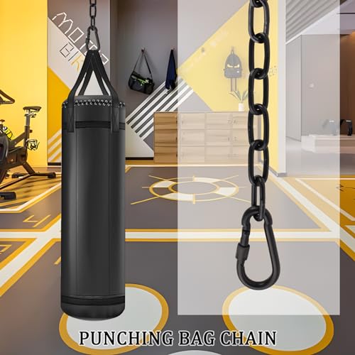 2 Pack 44in Hanging Swing Chain with 4 Carabiners, 660LB Capacity Hanging Kits Heavy Duty Hanging Chair Hardware for Hammock Swing Hanging Chair Punching Bags Sandbag Indoor Outdoor Yoga Gym (Black) - color: Black, size: 2 Pack 44 inch
