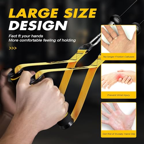 Ayombo Gym Equipment, Cable Attachments for Gym, Home Workout Equipment Machine Grip Attachments, Resistance Bands Handles for Weight Strength Trainer, Gym Heavy Duty Exercise Handle for Men - color: ‎1-Yellow