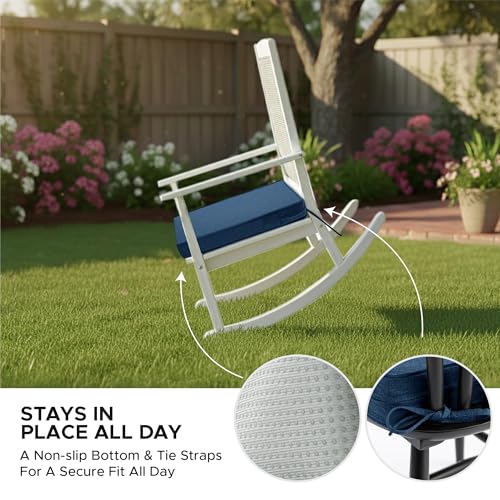 Outdoor Chair Cushions, Water-Resistant & Fade-Resistant, Patio Furniture Square Seat Replacement Chair Pads with Ties, Removable Cover, Non-Slip Bottom, Set of 2, 19 x 19 Inch, Navy Blue - color: Navy Blue, size: 19" x 19" 2 Pack