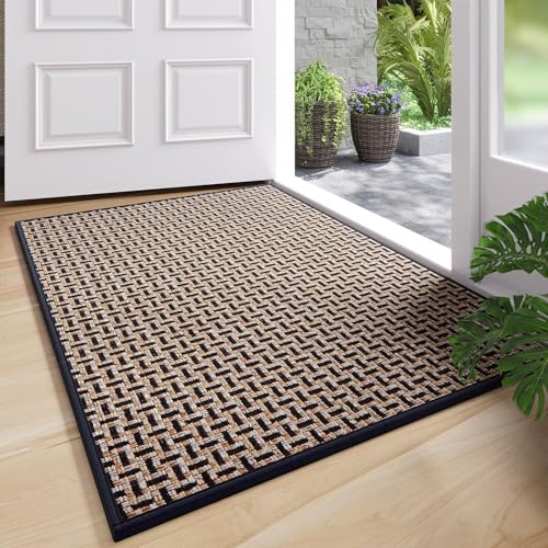 YDKGL Door Mat Entrance 24x35, Dirt Resistant and Absorbent, Non-Slip Rubber Backing Floor Mats, Easy Clean Low-Profile Doormat for Entryway, Front Door, Inside Entrance, Black - color: A- Black, size: 24"x35"