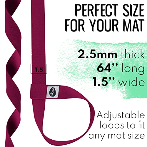 TECEUM Yoga Mat Strap – Extra Soft & Thick Cotton Carrier for All Mats | Adjustable Skin-friendly & Non-Slip Mat Holder Sling in 30+ Colors [Mat Not Included] - color: Deep Raspberry, size: 64 IN