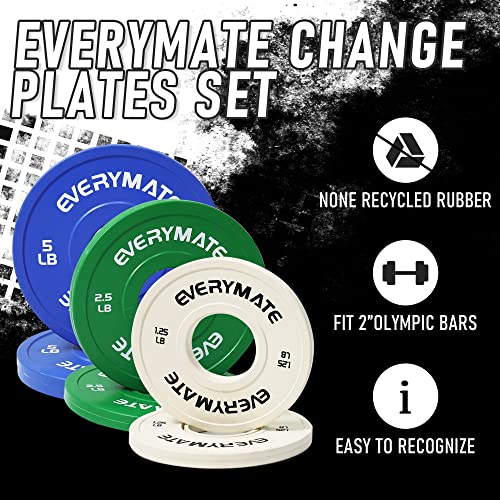 EVERYMATE Change Weight Plates 1.25LB 2.5LB 5LB Set Fractional Plate Olympic Bumper Plates for Cross Training Bumper Weight Plates Steel Insert Strength Training Weight Plates - color: 5 LB x2