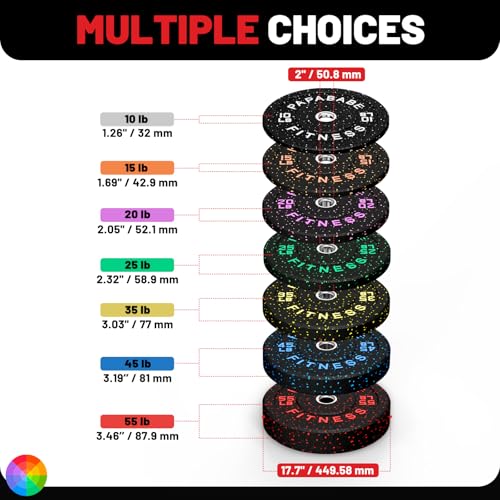 2" Bumper Plates Set Olympic Weight Plates for Barbell Strength Training | Papababe 2Inch Weights Plates Set, Floor Protective Plates, 20-600lbs Rubber Bumper Plates for Weightlifting, Bench Press - size: 35 LB PAIR, style: High Bounce
