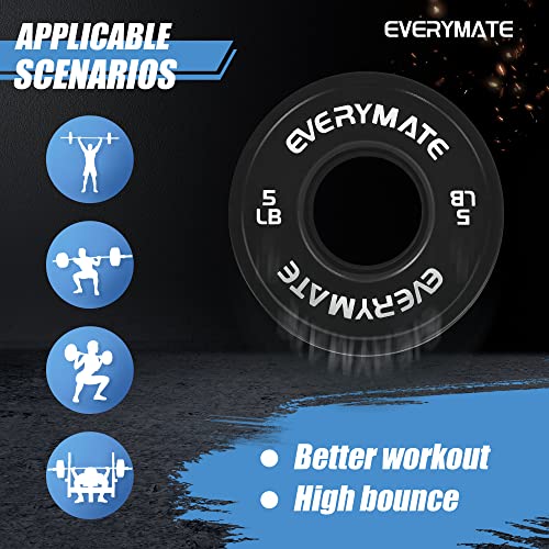EVERYMATE Change Weight Plates 1.25LB 2.5LB 5LB Set Fractional Olympic Bumper Plates for Cross Training Steel Insert Strength Training - color: 17.5 LB(1.25+2.5+5), size: Black
