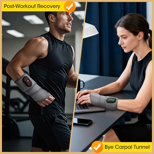 Cordless Wrist Heating Pad Wrap for Arthritis and Carpal Tunnel, Rechargeable Heated Wrap Pad Wrist Massager for Hand Pain Relief, Red Light Heated Therapy Brace for Wrist to Woman Man and Elder, Gray - color: Gray