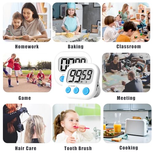 ZILLEEN Classroom Timer for Kids Teachers 2 Pack Digital Timers, White - color: White & White