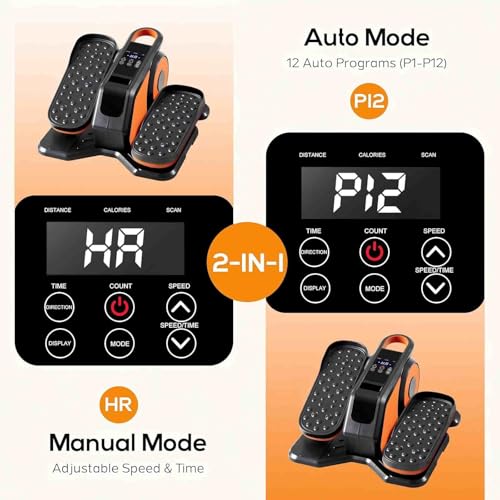 NEWBULIG Electric Seated Pedal Exerciser, Under Desk Elliptical Machine for Seniors, Quiet Portable Ellipse Leg Exerciser As Seen On TV with Remote Control, 12 Adjustable Speeds - color: Orange
